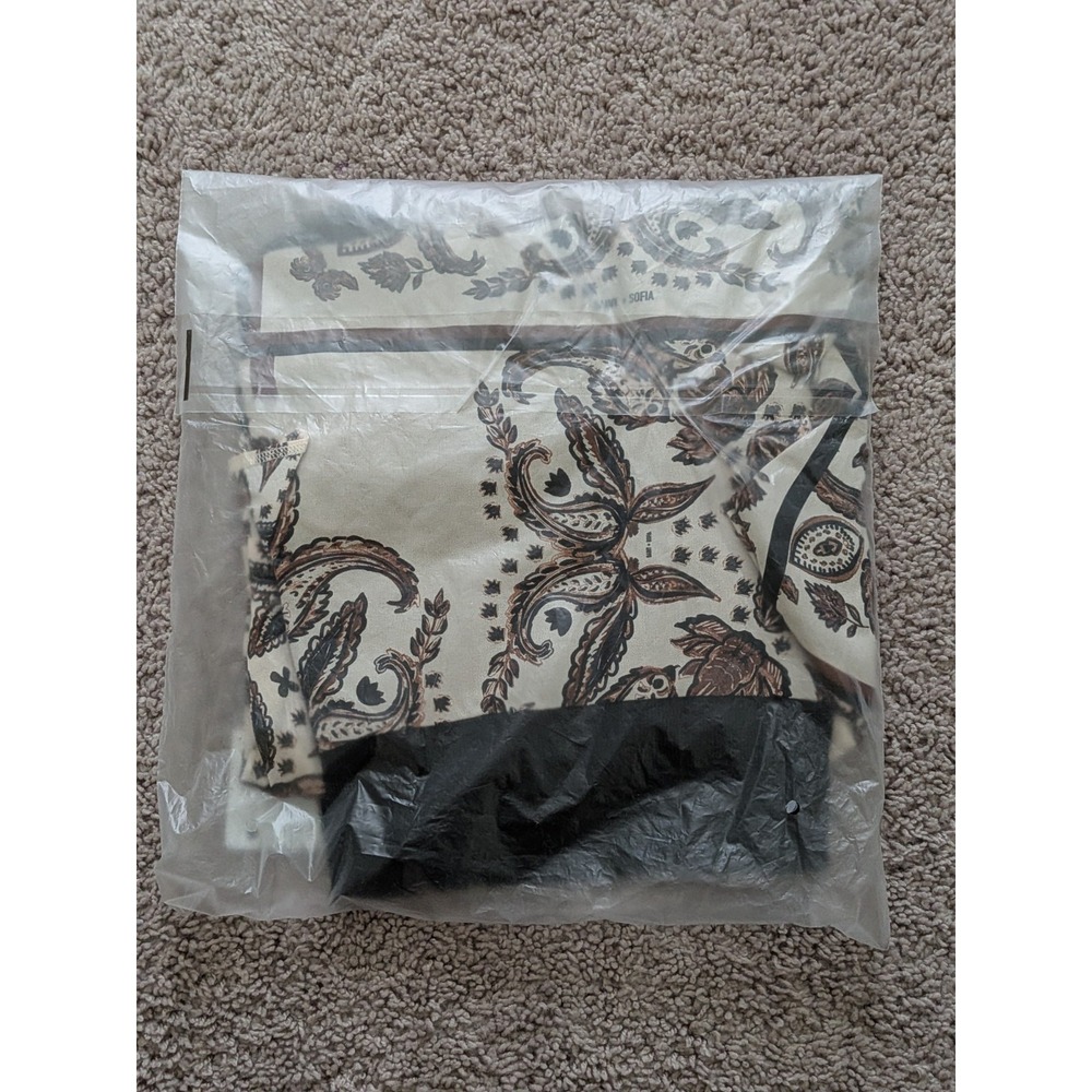 Saint Sofia Lila Hanky Hem Dress Cream Paisley Size 10 NWT Boho Asymmetric Midi - Picture 15 of 15